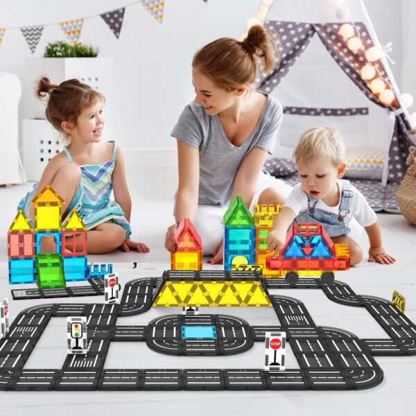 815fmUk_uXL._AC_SL1500 Building Blocks Magnetic Tiles Road Set, Magnet Tiles for Kids Ages 3-5 4-8 5-7, Magnetic Building Blocks Montessori Educational STEM Creativity Toys 3+ Year Old Boys & Girls Toddlers Kids Christmas Birthday Gifts