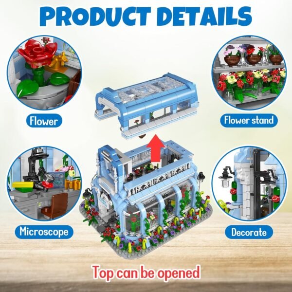 Building Blocks Architecture Building Blocks Playset with LED Lights, DIY Assembling Garden Building Toys Set, Splicing Street View Brick Model Kit for Collectible and Decor (1289 Pcs)