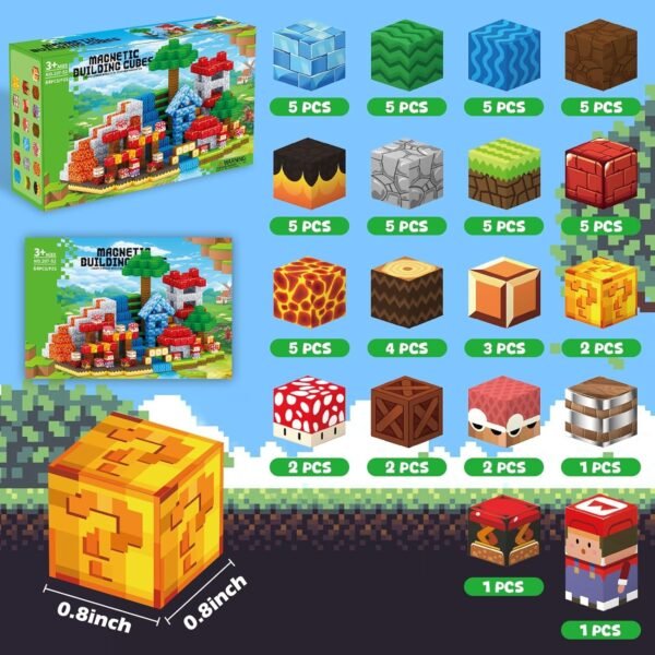 Building Blocks   Blocks Game - Build Mine Magnet Video Game World Adventure Set for Toddler, Super Bro   Set Elements Toys Gift for Boys & Girls Kids 3+