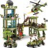 Building Blocks City Military Base Building Block, Compatible with Lego Military Base, Army Toy with War Helicopter, Marine Artillery Vehicle, Police Car, Gift for Kid 6 7 8 9 10 11 12 13 14 Years Old (811 Pieces)