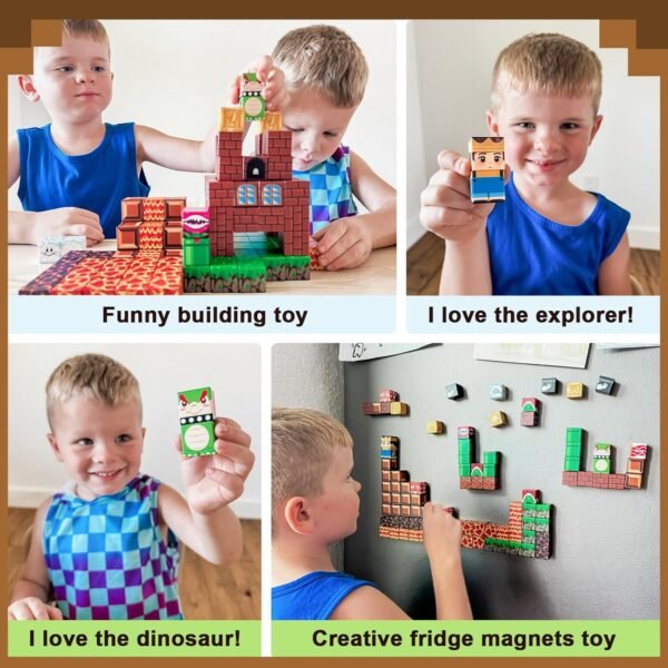 Building Blocks Magnetic Blocks - Build Mine Magnet World Kids Games Magnetic Building Toys Kingdom & Lava World Adventure STEM Toys for Age 3-10 Boys Girls Sensory Toys for Toddlers Great Gifts 3+ Years Old