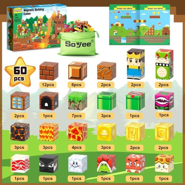 Building Blocks Magnetic Blocks - Build Mine Magnet World Kids Games Magnetic Building Toys Kingdom & Lava World Adventure STEM Toys for Age 3-10 Boys Girls Sensory Toys for Toddlers Great Gifts 3+ Years Old