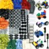 Building Blocks Wheels and Axles Sets with Steering Wheels& &Windshield&Traffic Light, Over 400pcs Classic Bricks Pieces and Car Parts Kits, Basic Bulk Building Blocks Vehicles with Tires
