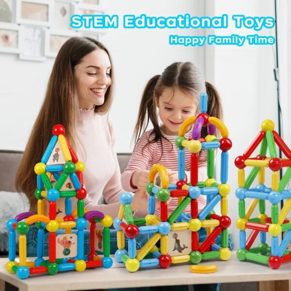Building Blocks  Building Blocks for Boys and Girls, 132Pcs Creative   Sticks and Balls STEM Construction Toys for Kids Toddlers Early Development Educational Learning