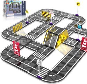 Building Blocks Magnetic Tiles Road Set, Magnetic Blocks Building Toys for 3+ Year Old Boys Girls, Magnetic Construction Toys Preschool Educational Kids Toys Magnetic Tiles for Toddlers 1-3 3-5 5-7