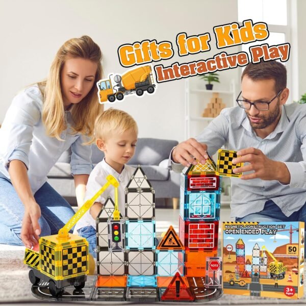 81LSk6FQk8L._AC_SL1500 Building Blocks Magnetic Tiles Kids Construction Toys - Road Set with Magnet Crane for Boys Age 3-5 4-8 8-10, Magnet Building Blocks Expansion Pack, Outdoor Toddler Activities Preschool Classroom Learning Toys Gift
