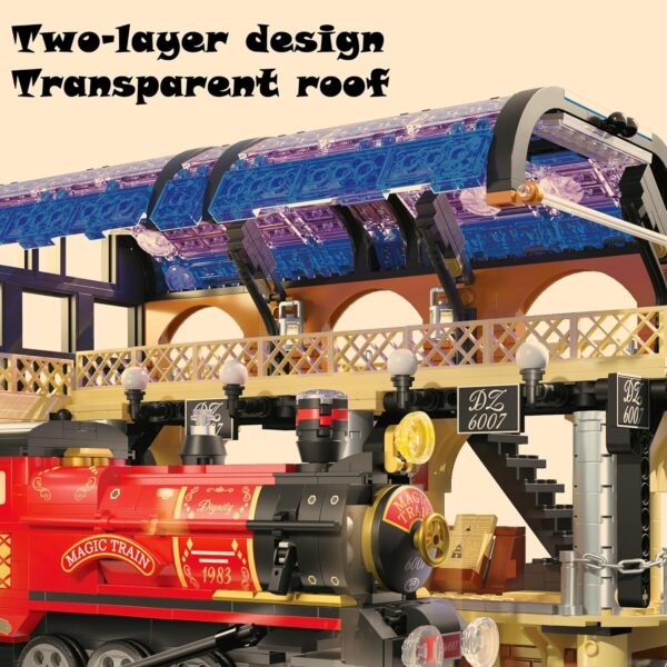 Building Blocks Train Platform Building Blocks Set - STEM Building Toys Mini Magic Railway Station Building Bricks Kit | Construction Set | Christmas Birthday Gift for Adults Kids Boys Aged 6 7 8+ Year Old(1300+ PCS)