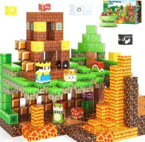 Building Blocks Magnetic Blocks - Build Mine Magnet World Kids Games Magnetic Building Toys Kingdom & Lava World Adventure STEM Toys for Age 3-10 Boys Girls Sensory Toys for Toddlers Great Gifts 3+ Years Old