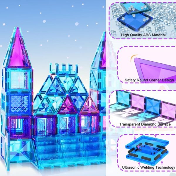 Building Blocks   Tiles, 116PCS Magnet Building Blocks, 3D Diamond   Blocks, Construction Stem Toys for Kids, Educational Toys for Boys Girls Ages 3 4 5 6 7 8 (116 PCS)