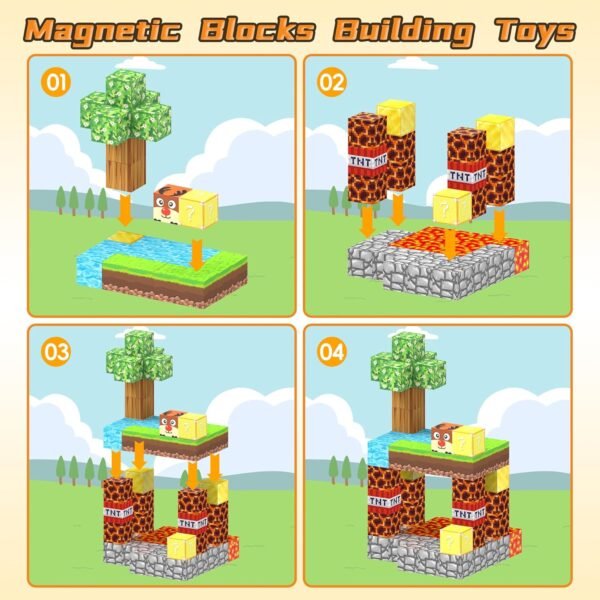 Building Blocks   Blocks Building Toys, 64 PCS   Tiles Building Blocks Toys for Boys & Girls, Build Mine Magnet World Set Colorful STEM Montessori Sensory Toys Xmas Birthday Gifts for Kids