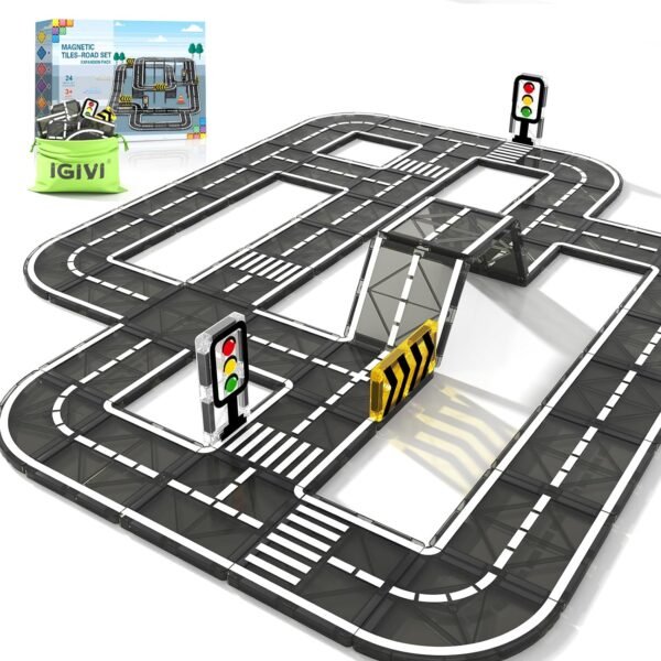 Building Blocks Magnetic Tiles Road Expansion Pack, STEM Magnet Building Blocks for Toddler Kids Toys, Montessori Educational Toy Gifts for 3+ Year Old Boys & Girls, Creativity-igniting Kids Toys