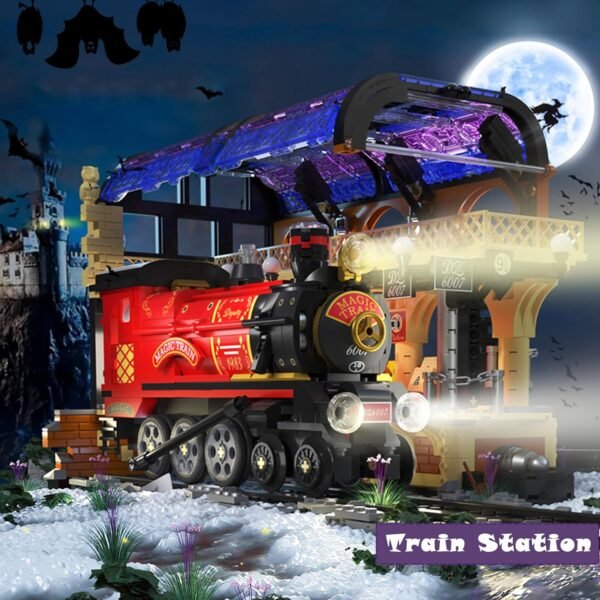 Building Blocks Train Platform Building Blocks Set - STEM Building Toys Mini Magic Railway Station Building Bricks Kit | Construction Set | Christmas Birthday Gift for Adults Kids Boys Aged 6 7 8+ Year Old(1300+ PCS)