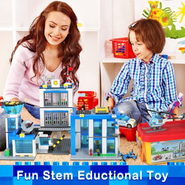 Building Blocks City Police Station Building Blocks Sets, City Police Prison Kits with Police Car, Helicopter Motorcycle, Trailer and Drone, Toy Building Kit Gift for Kids Boys Ages 6-12 (1001 Pieces)