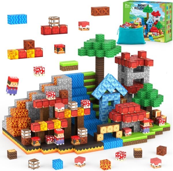 Building Blocks   Blocks Game - Build Mine Magnet Video Game World Adventure Set for Toddler, Super Bro   Set Elements Toys Gift for Boys & Girls Kids 3+