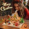 81a1YWPIlpL._AC_SL1500 Christmas Gingerbread House Mini Building Block Set with LED Lights, 1763-Piece Christmas Courtyard Building Toy with Santa, Christmas Tree, and Train, Home Decoration, Perfect Gift for Adults and Kids Aged 10 and Above, Boys and Girls.
