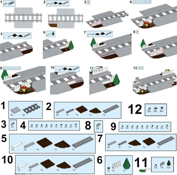 81aENR2GTQL._AC_SL1500 Building Blocks City Train Railroad, Train Tracks Pieces Building Block Set, with Traffic Light, Ideal Gifts for Kids and Adults (Railroad Crossing 1)