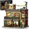 Building Blocks Coffee House Building Set with LED Light, 1589 PCS City Cafe Shop Building Block Toy with Stage Street Lights, Architecture Construction Model for Adults Teens Kids Ages 10 11 12+ Boys Girls