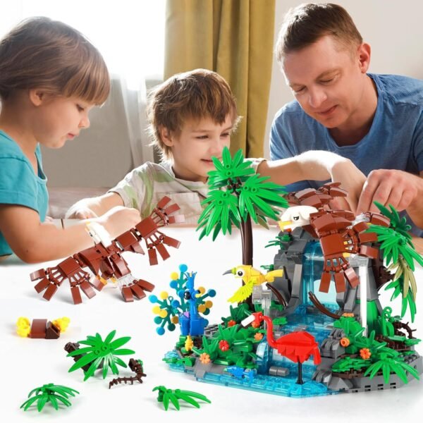 81hCH5x8JrL._AC_SL1500 Building Blocks Tropical Forest Animal Building Blocks Set - Including eagles, peacocks, birds, flowers, plants, and trees,898pcs of animal building kits that will be swinging, Gift for Kids Girls Boys Age 8-12 Years