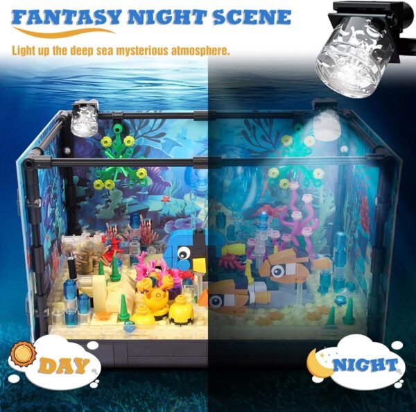 81iopWSiAsL._AC_SL1500 Building Blocks Fish Tank Building Block, Lighting Aquarium Building Sets for Adults and Kids Including Ocean Jellyfish, Dolphin, Turtle, Crab, Animal Building Toys for Boys Age 8-12, 725pcs
