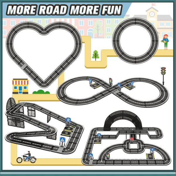 Building Blocks Magnetic Tiles City Road Construction Toys, Magnet Building Blocks for Toddler Kids Toys, Creative Montessori Toys for 3+ Year Old Boys & Girls, Ideal Birthday Christmas Gifting for Kids Ages 3-5 5-7
