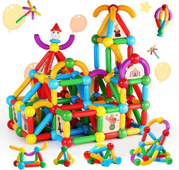 Building Blocks  Building Blocks for Boys and Girls, 132Pcs Creative   Sticks and Balls STEM Construction Toys for Kids Toddlers Early Development Educational Learning
