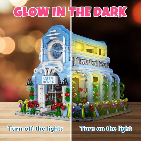Building Blocks 1289PCS Botanical Garden Building Blocks Set with LED Lights - Flower House Model Kits for Kids & Adults | Creative Construction Toys for Ages 8-12 | Collectible City Playset