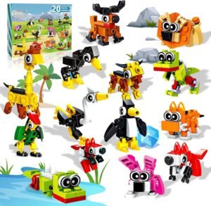 Building Blocks Party Favors for Kids 20 Pack 30 Kinds Animal Figures Building Blocks Toys Set Christmas Easter Basket Stuffers Gifts Goodies Bags Stuffers Classroom Prizes Gifts for Kids, Boys & Girls Age 6+