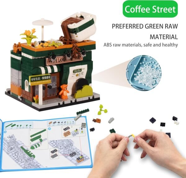 81kL24eIrtL._AC_SL1500 Building Blocks Cute City Street View Micro Building Blocks Mini Coffee Shop House Set, Creative Building Toys Model Kit Simulation Architecture Construction Toy Present for Kids 6+ 768 PCS