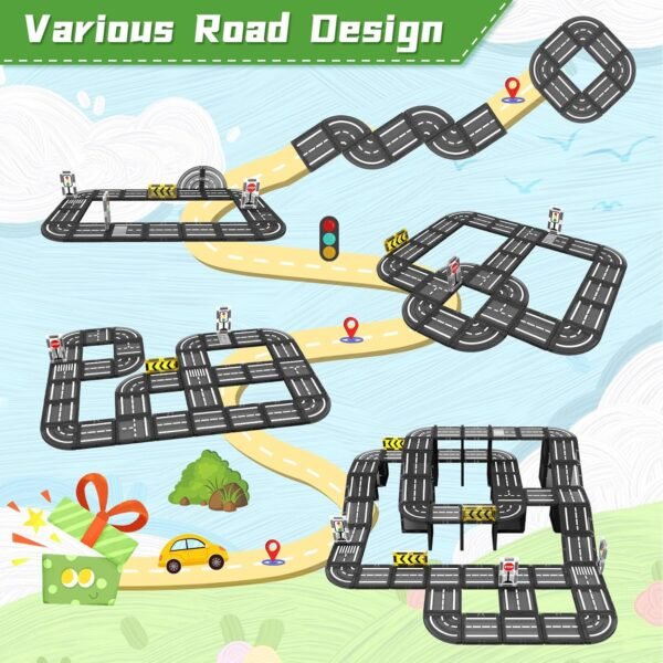 81mJh9u1mNL._AC_SL1500 Building Blocks Magnetic Tiles Road Set, Magnet Tiles for Kids Ages 3-5 4-8 5-7, Magnetic Building Blocks Montessori Educational STEM Creativity Toys 3+ Year Old Boys & Girls Toddlers Kids Christmas Birthday Gifts