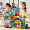 Building Blocks   Tiles, 100PCS   Blocks for Kids, Magnet Building Set with 2 Cars, Construction Building Set,STEM Sensory Educational Toys Gift for Toddlers Kids 3 4 5 6 7 8 9 Year Old