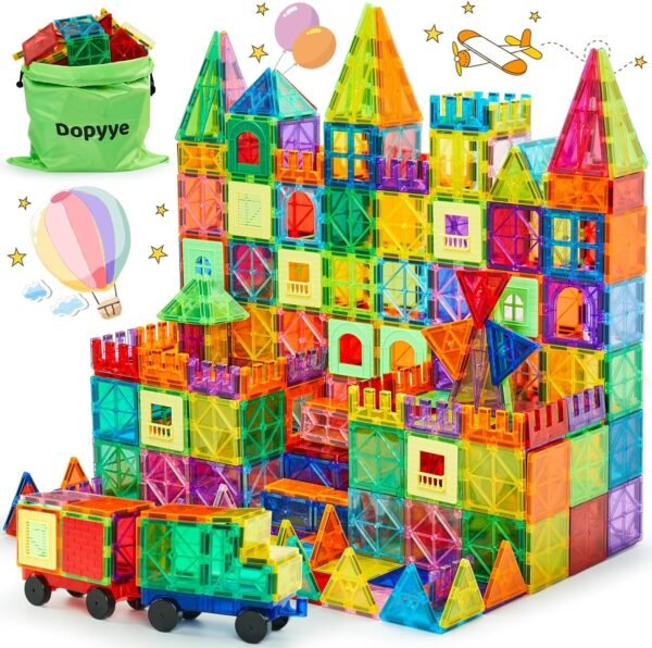 Building Blocks   Building Tiles for Kids, 100 PCS   Blocks with Storage Bag, Magnet Tiles STEM Educational Stacking Toys Gift for Toddler Ages 3 4 5 6 7 8 9