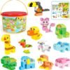 Building Blocks Animals Building Blocks Set, 122 Pieces Animal Building Toy Kit with Storage Box for Kids Ages 3 4 5 6 Years, Creative STEM Educational Preschool Toys for Toddlers Boys Girls Christmas Birthday Gift