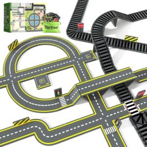 Building Blocks Magnetic Tiles Road & Train Track Expansion Pack Magnetic Building Blocks Construction Toys Kids Toys for Ages 3-12 Boys Girls Construction Magnet Building Toys Includes Road Tracks, Traffic Lights