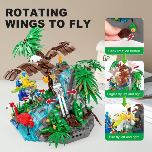 81w7GscM5sL._AC_SL1500 Building Blocks Tropical Forest Animal Building Blocks Set - Including eagles, peacocks, birds, flowers, plants, and trees,898pcs of animal building kits that will be swinging, Gift for Kids Girls Boys Age 8-12 Years
