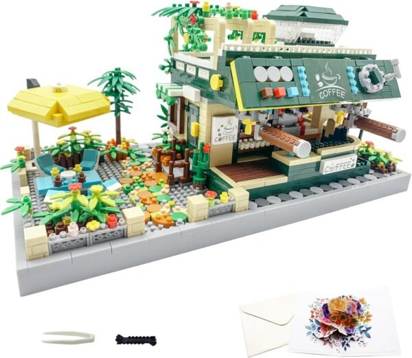 Building Blocks Micro Building Blocks Sets??Coffee Shop Garden Architecture and City Cafe Flowers House Building Blocks for Adults??Cute Toy Building Model Kits??Creative Mini Bricks Gift for Kids 14+??2200 PCS