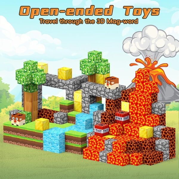 Building Blocks   Blocks Building Toys, 64 PCS   Tiles Building Blocks Toys for Boys & Girls, Build Mine Magnet World Set Colorful STEM Montessori Sensory Toys Xmas Birthday Gifts for Kids